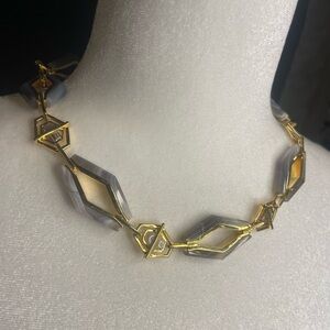 nOir Fashion Jewelry Geometric Gold and Gray Necklace